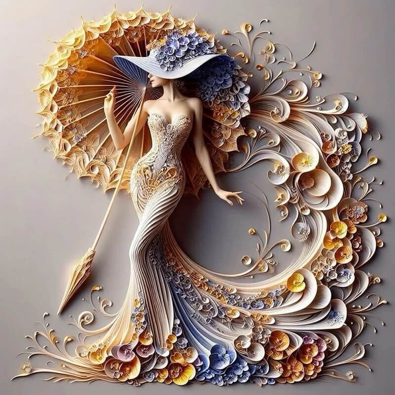 lady with wave dress diamond painting kit