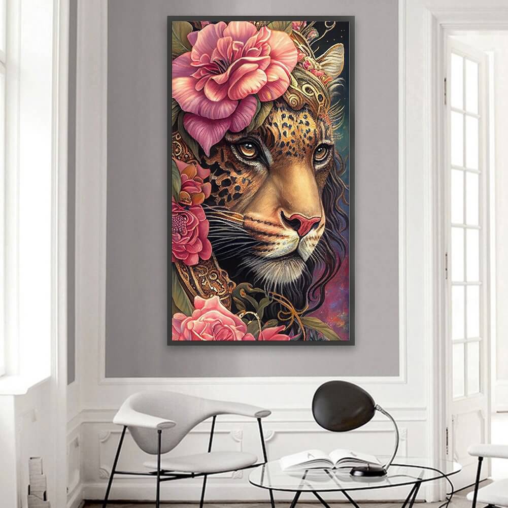 Flower Leopard Full Round / Square Diamond Painting