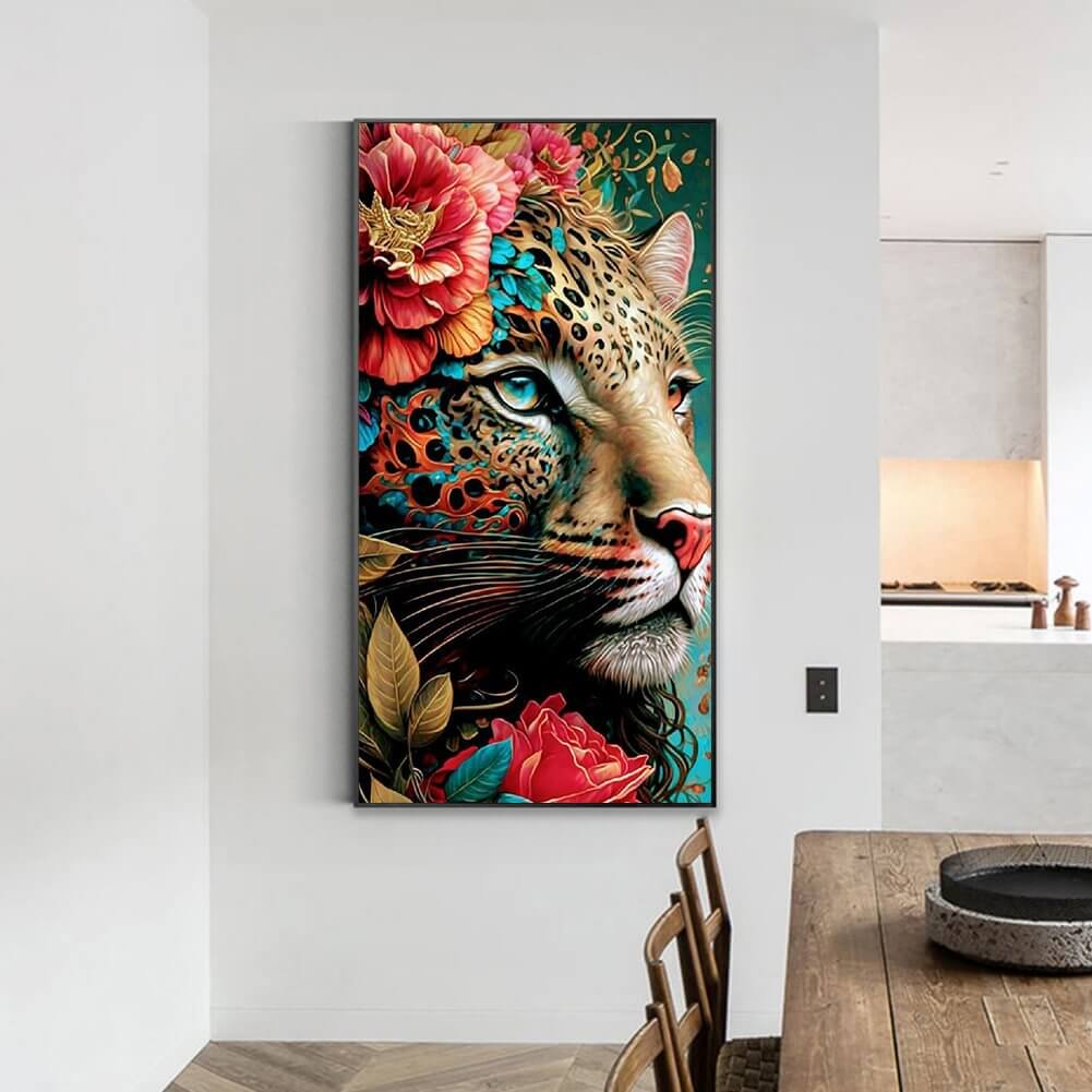 leopard diamond painting kit size 40x70