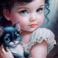 Diamond Painting - Full Round / Square - Little Girl and Cat