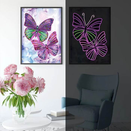 Purple Butterflies Luminous Crystal Rhinestone Diamond Painting