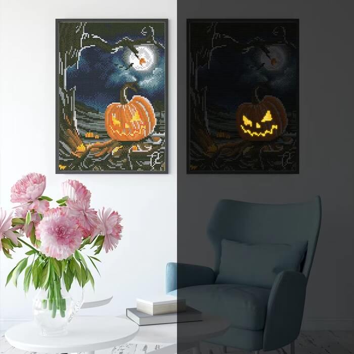 Luminous Halloween Diamond Painting - Full Drill - Pumpkin 2