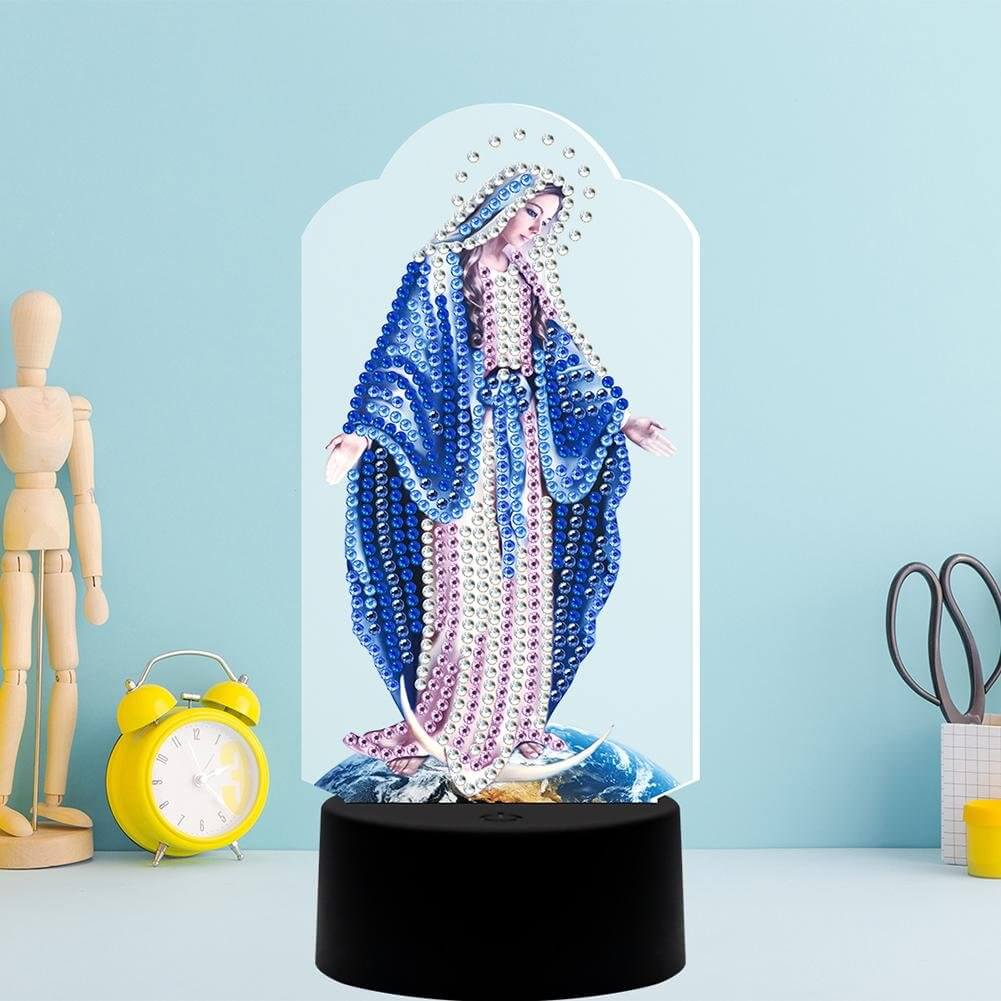 DIY Maria Religion Diamond Painting Led Table Lamp Ornament Kit