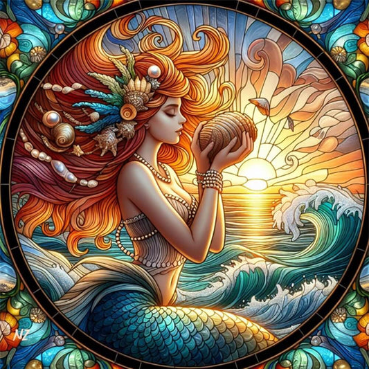 Mermaid Stained Glass Diamond Painting