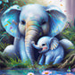 5D DIY Diamond Painting - Full Round / Square - Mom And Baby Elephant