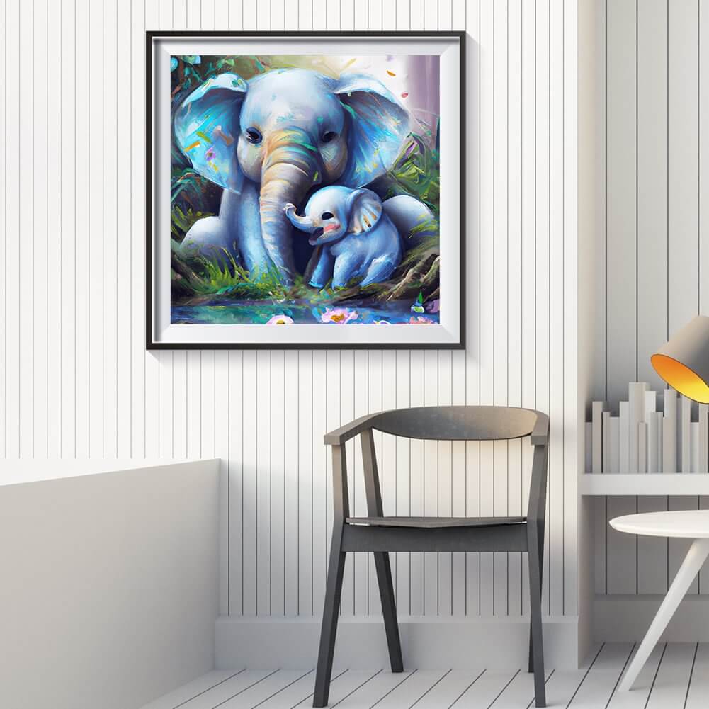 Mom And Baby Elephant 5D DIY Diamond Painting