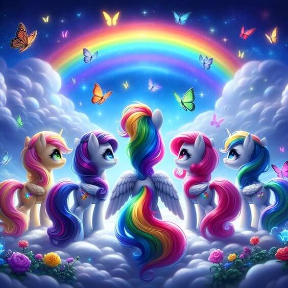 5D DIY My Pony Under Rainbow Full Round / Square Diamond Painting Kits