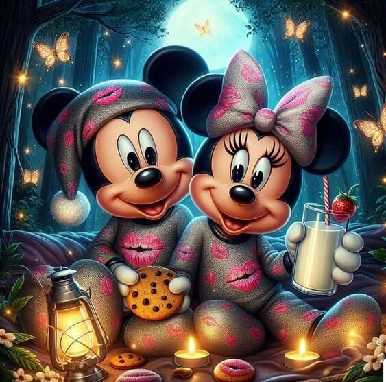 Night Micky and Minnie Diamond Painting Kit