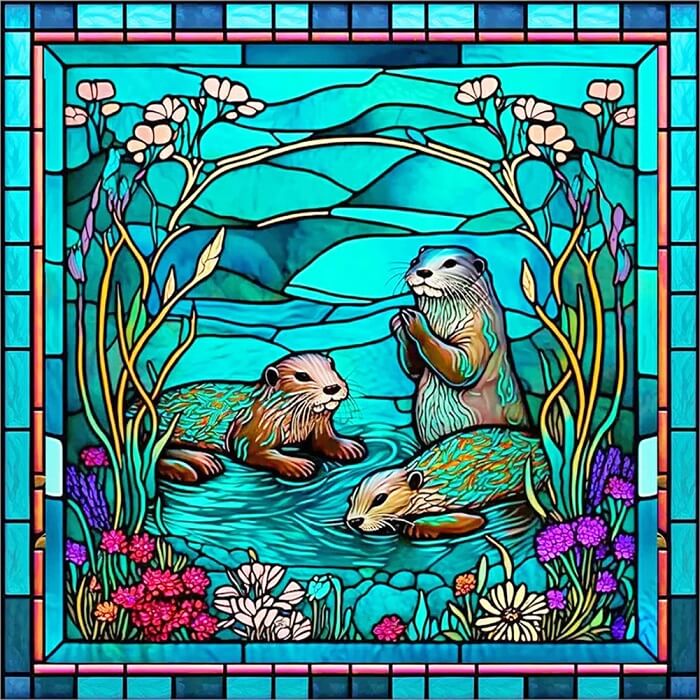 Otter Stained Glass Diamond Painting