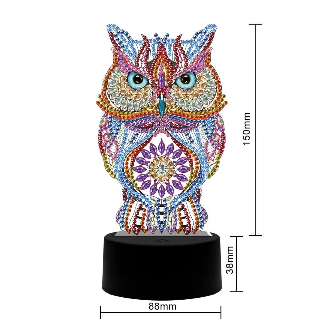 DIY Owl Diamond Painting Led Table Lamp Ornament Size