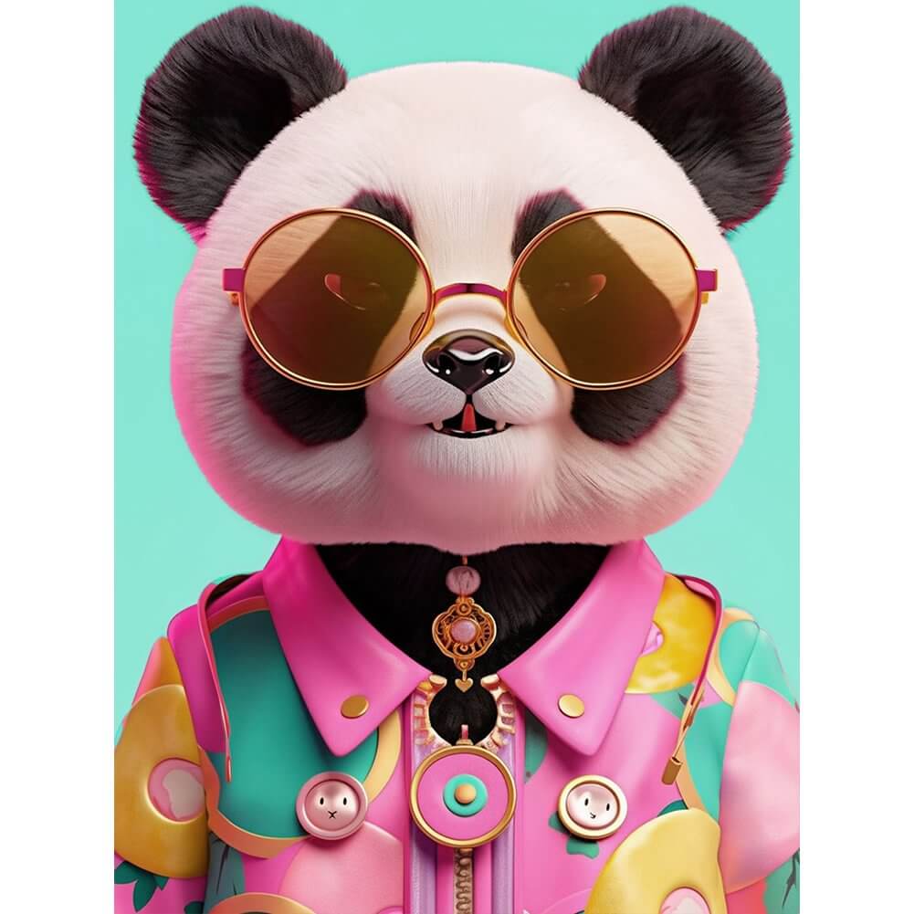 Diamond Painting - Full Round / Square - Panda With Glasses