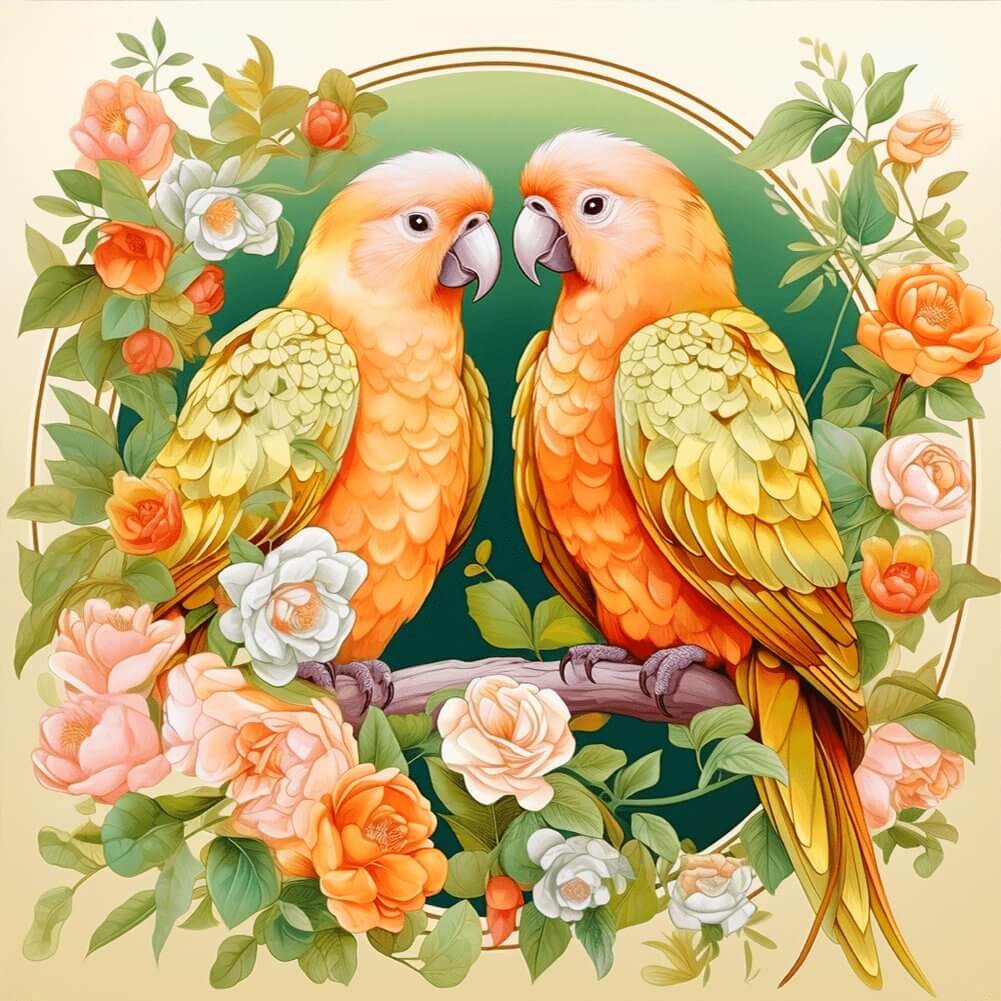 5D DIY Diamond Painting Kit - Full Round / Square - A Pair Of Parrots