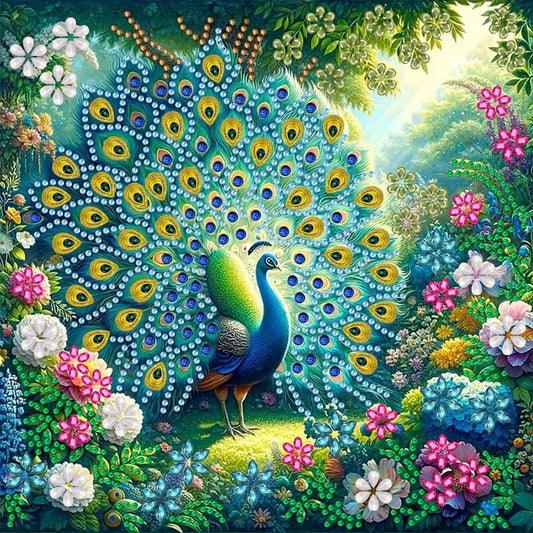 Peacock part drill diamond painting