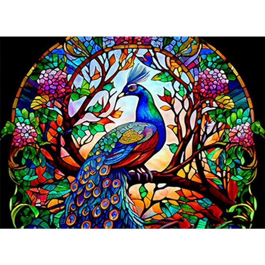 peacock stained glass diamond painting kit
