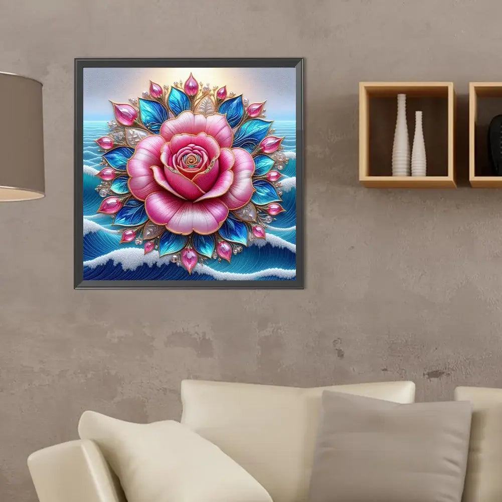 pink crystal flower diamond art