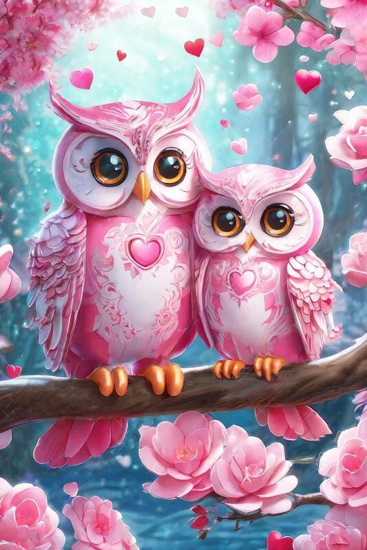 Pink Owls Diamond Art Kit