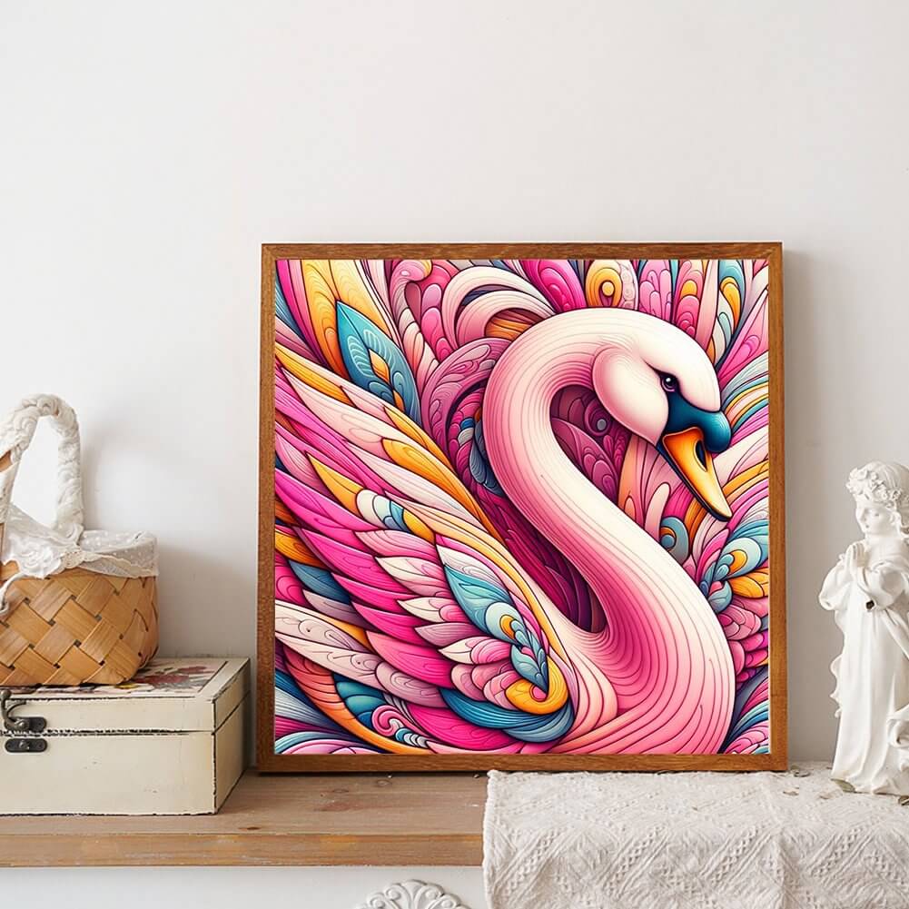 Pink Swan Diamond Painting Kit