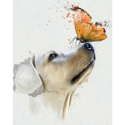 Puppy and Butterfly Paint By Number Acrylic Oil Painting Kit