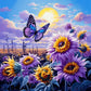 Purple Butterfly And Sunflower Diamond Painting