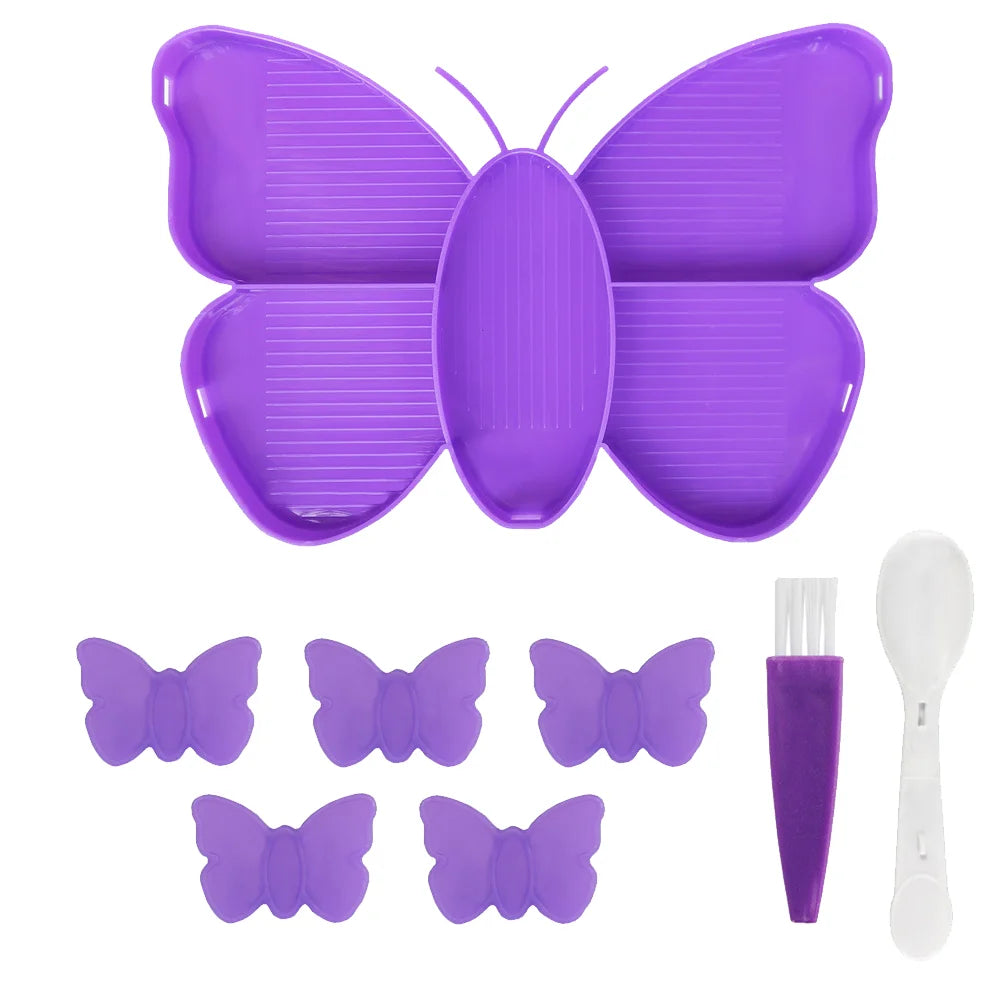 Purple Butterfly Shaped Diamond Painting Beads Trays Kit A