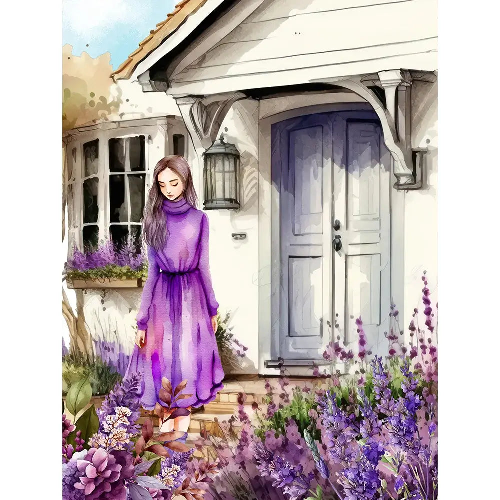 Diamond Painting - Full Round / Square - Girl In Purple & Lavender