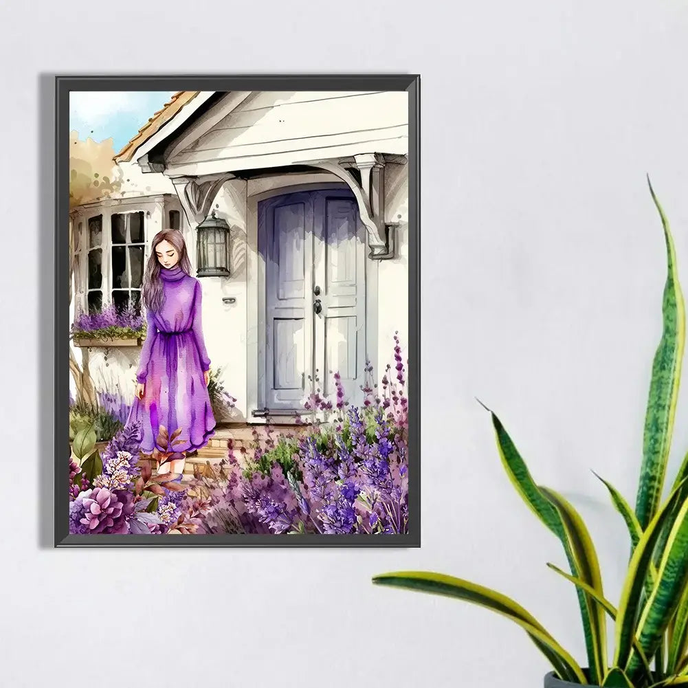 Diamond Painting  Girl In Purple & Lavender