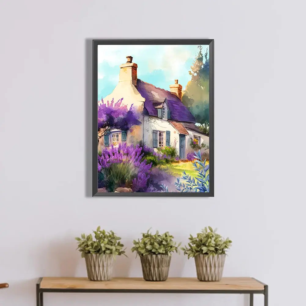 Purple Diamond Painting - Full Round / Square - Lavender Cabin