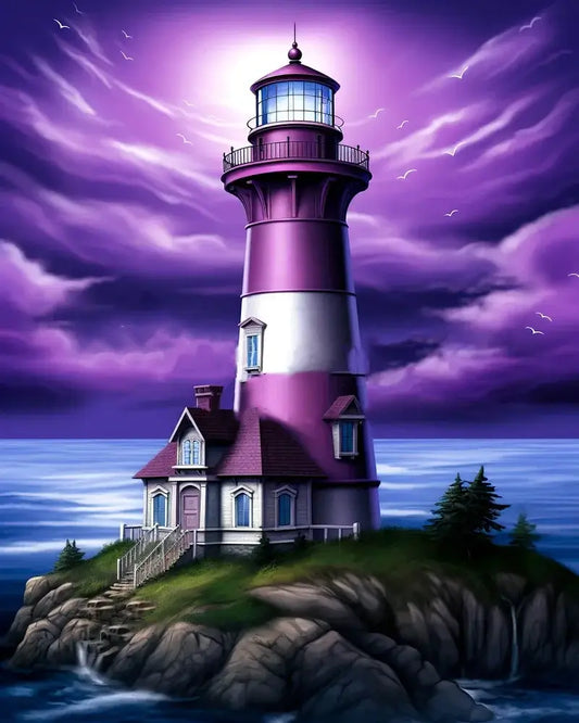 Purple Lighthouse Diamond Painting
