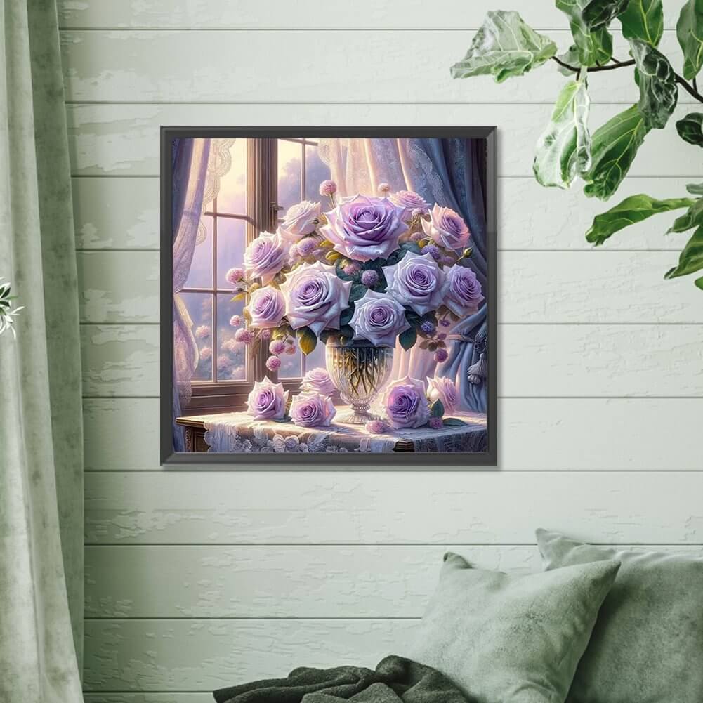 Purple Rose Vase 5D DIY Diamond Painting