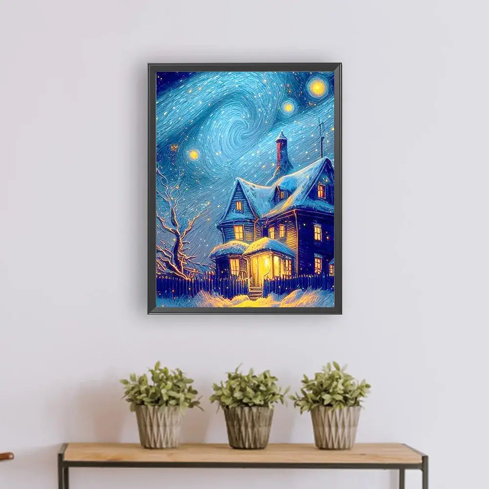 Quiet Starry Snowy House 5D DIY Diamond Painting