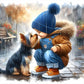 rainy day boy and dog diamond art kit