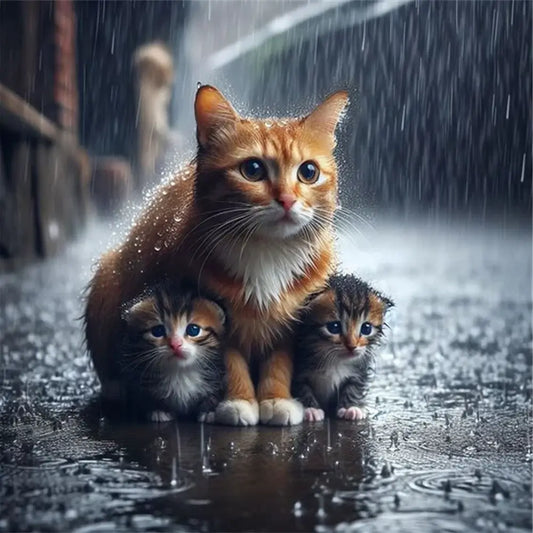 Rainy Night Cats Diamond Painting