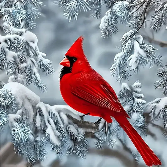 Red Bird On Branch Diamond Painting Kit