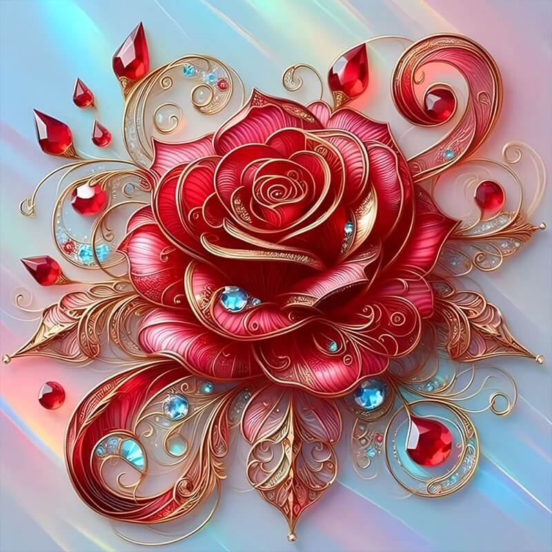 red crystal flower diamond art kit