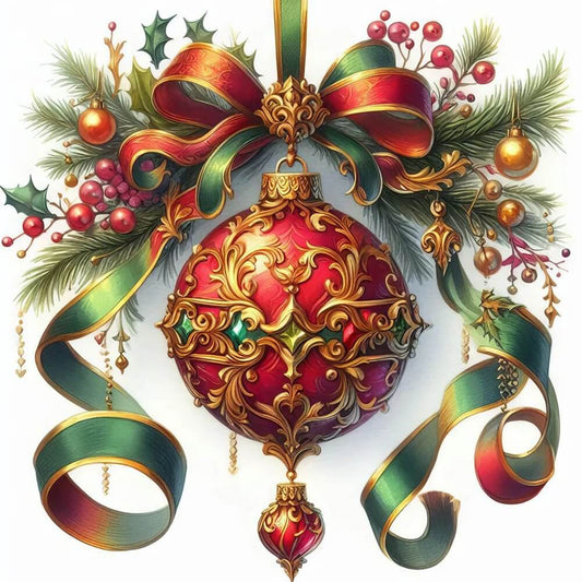 Red Xmas Ball Diamond painting kit