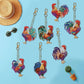 roosters diy diamond painting keychains