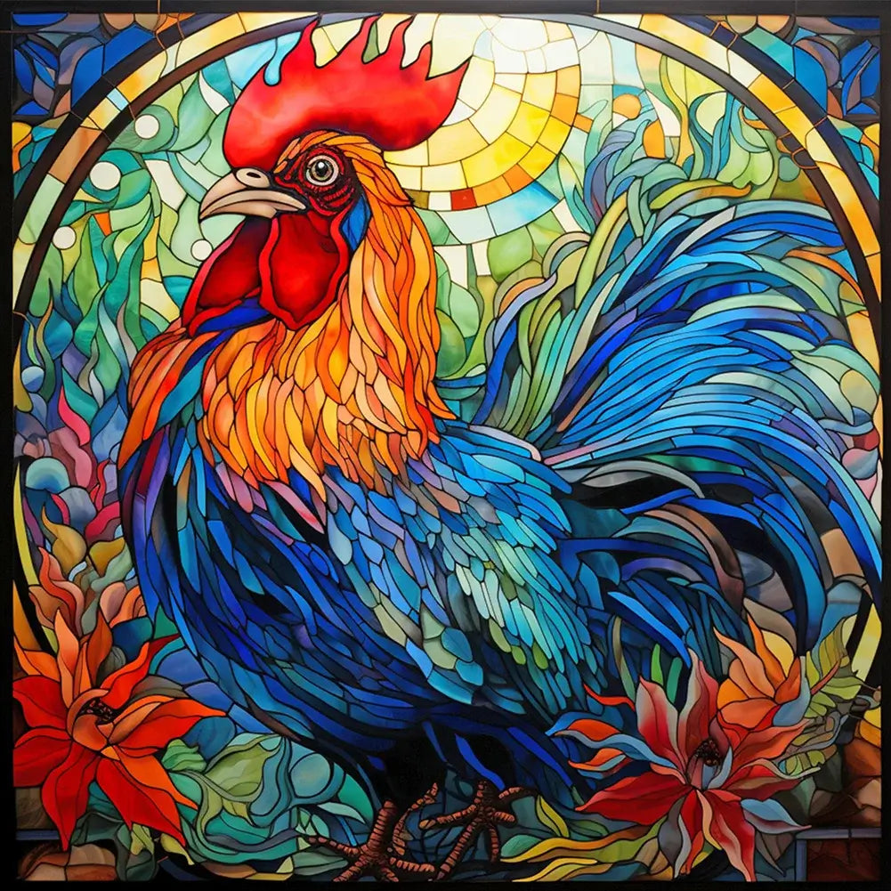 5D DIY Diamond Painting - Full Round / Square - Rooster Stained Glass