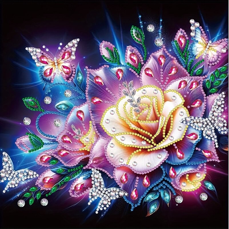 Rose And Butterfly diamond art kit