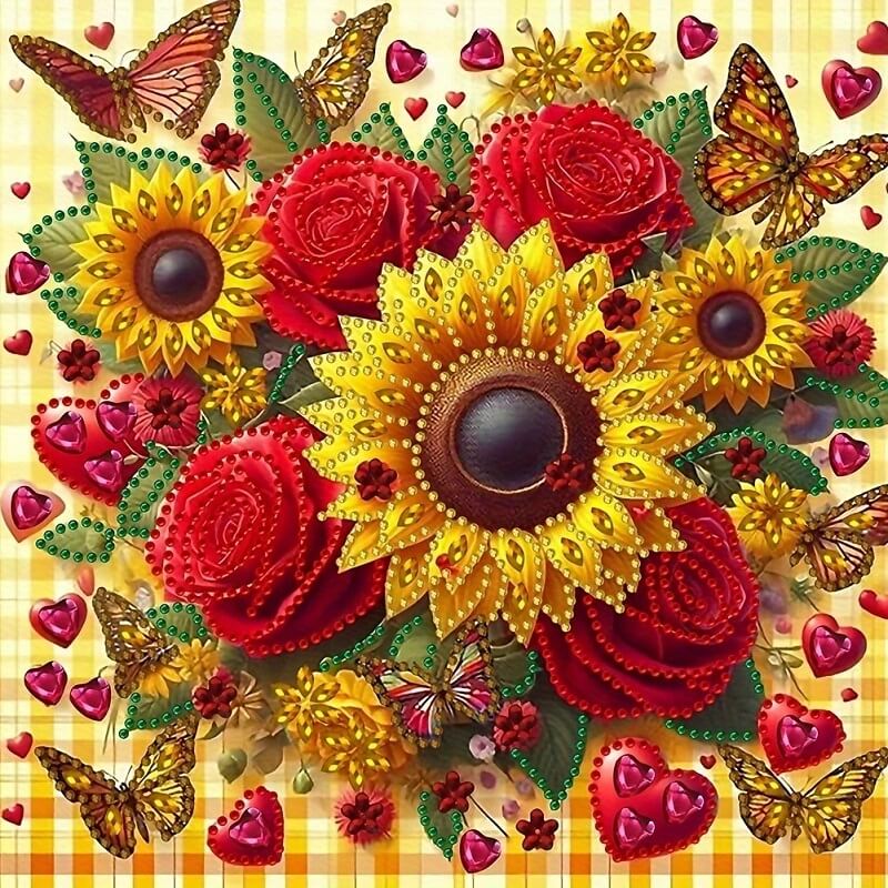 Rose And Sunflower part drill diamond art kit