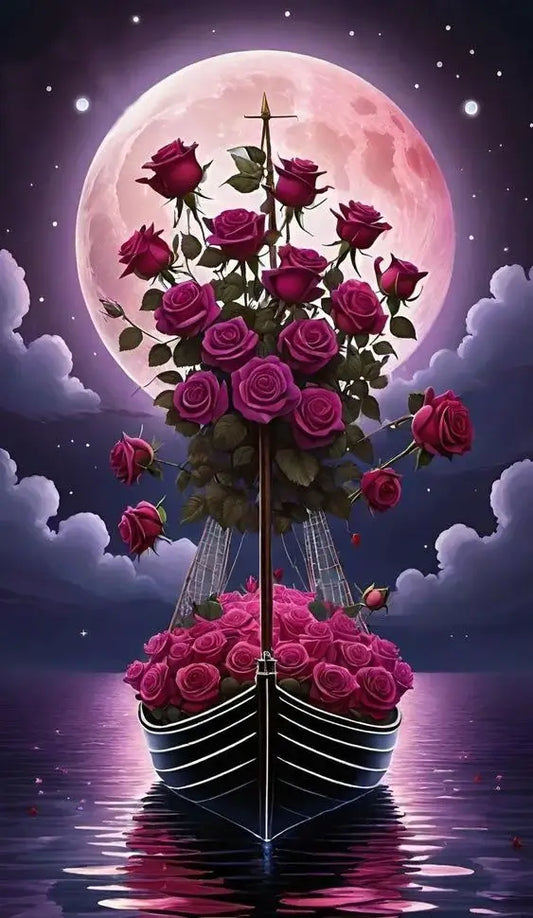 Rose Boat Flower Diamond Painting