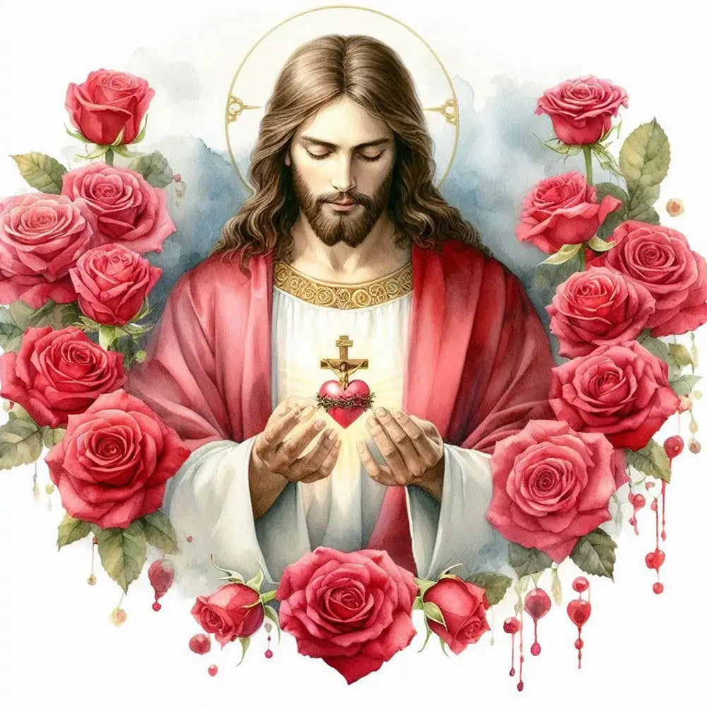 Red Rose Jesus diamond art kit