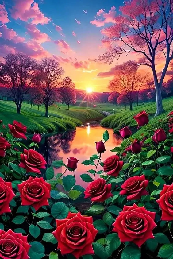 Rose Landscape Diamond Painting