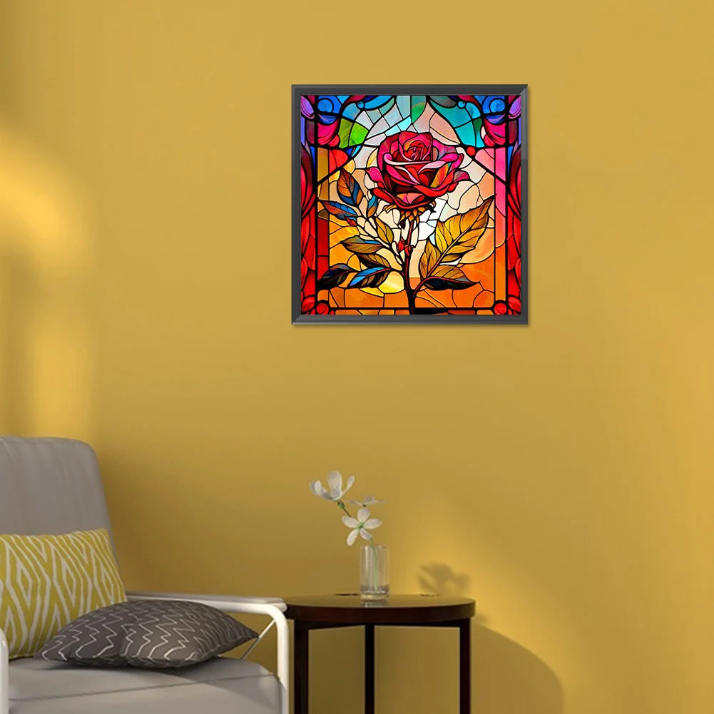 Rose Stained Glass Diamond Painting