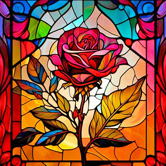 Stained Glass Diamond Painting - Full Round / Square - Rose