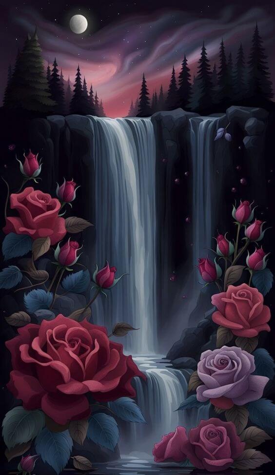 Rose Waterfalls Diamond Painting