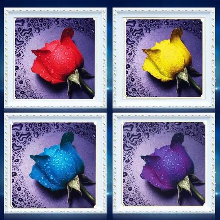 rose with water drops 5d diamond painting kit