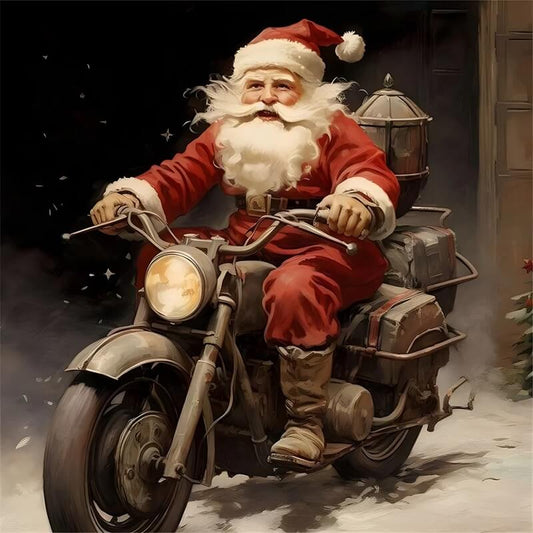 Santa Claus On Motorbike diamond art