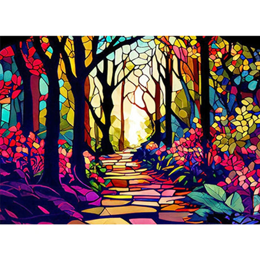 shaded path Stained glass diamond painting