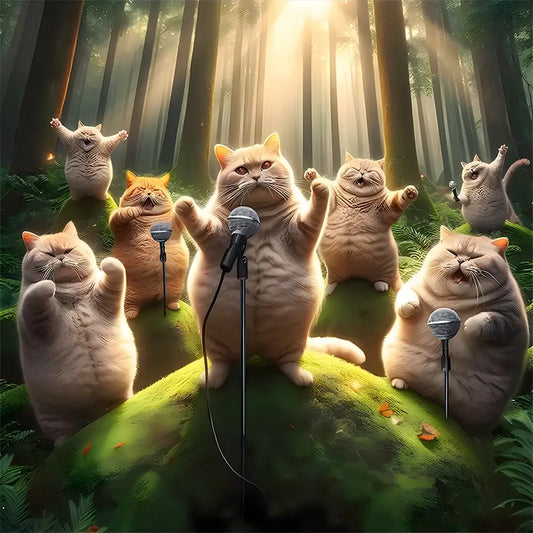 5D DIY Singing Cats Diamond Painting