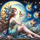 Sitting Angel On Moon Diamond Art Kit